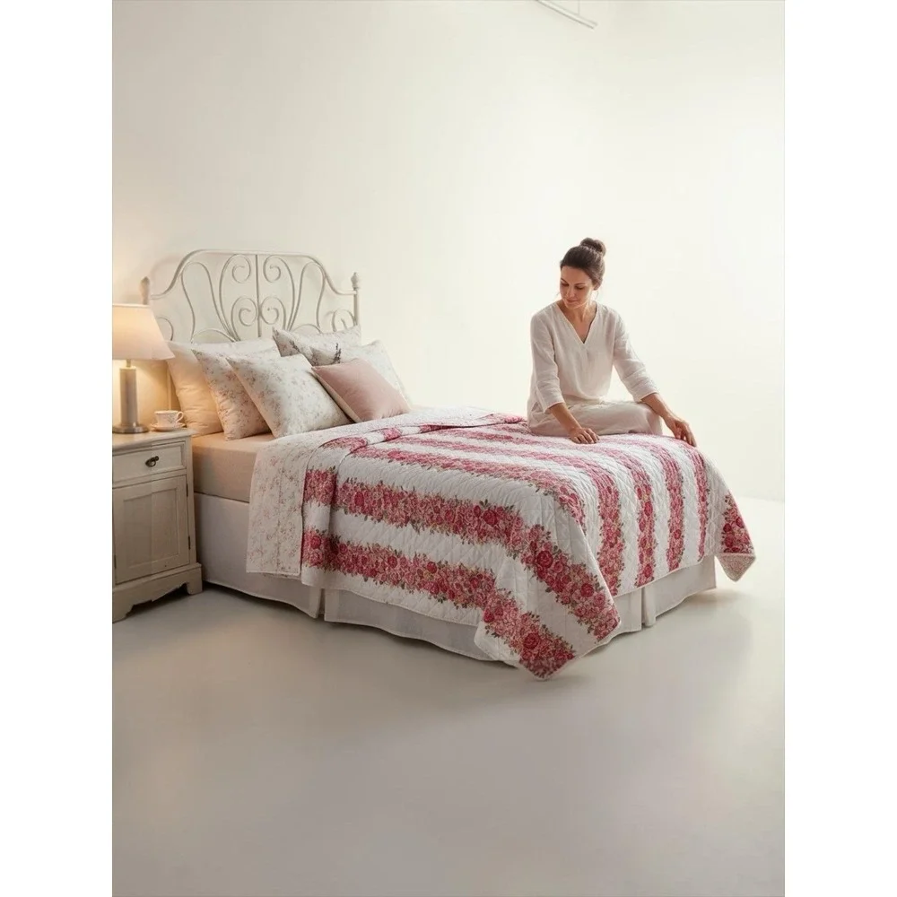 Betsey Johnson Reversible Floral Quilt Blanket - 65